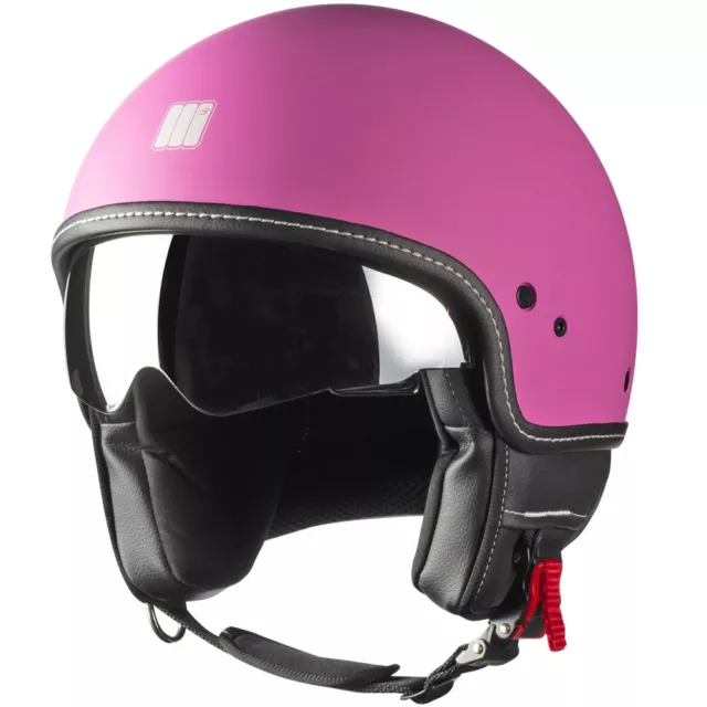 Casco Jet Motocubo Rosa Opaco Visierino Parasole Moto Scooter Omologato Ecer22