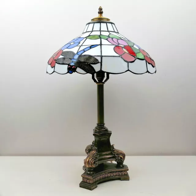 FABULOUS Art Nouveau Style LARGE TABLE LAMP & TIFFANY Style Dragonfly Lampshade