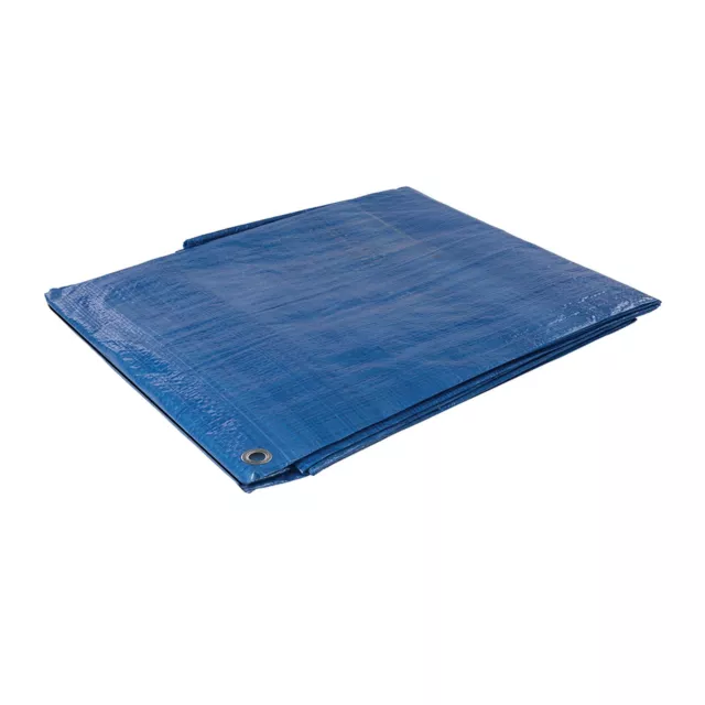 Heavy Duty Tarpaulin Waterproof Cover Tarp Ground Camping Sheet 2.4m x 3m Blue