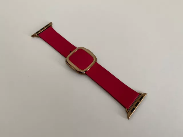 GENUINE APPLE WATCH Modern Buckle Leather Strap Band RASPBERRY