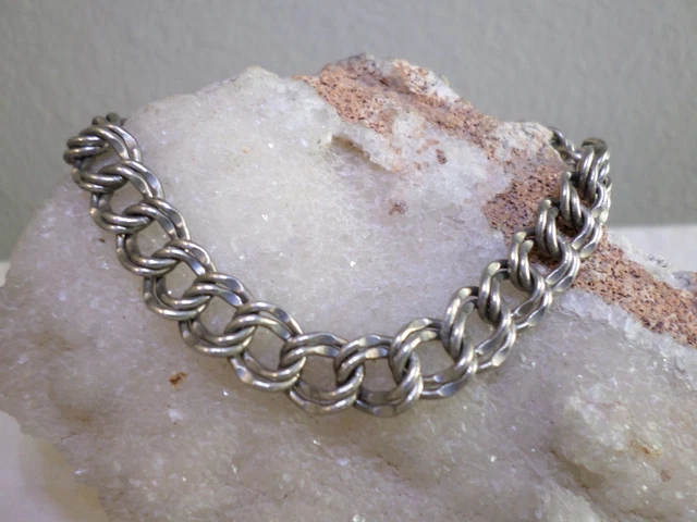 VINTAGE JAMES AVERY Sterling Double Link Curb Charm Bracelet