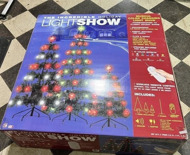 NOS GEMMY THE Incredible Holiday Light Show Christmas Tree Trio