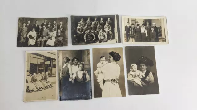 Vintage Antique Real Photo Postcards 1910s Family People Black & White