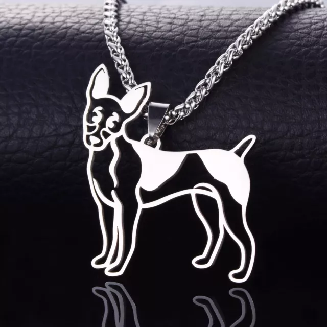 Stainless Steel American Rat Terrier RT Rattie R-Poodle Pet Dog Pendant Necklace