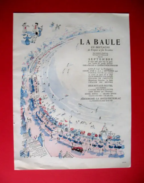 Press Advertisement La Baule Tourisme Illustration Stone Pages Ad 1949