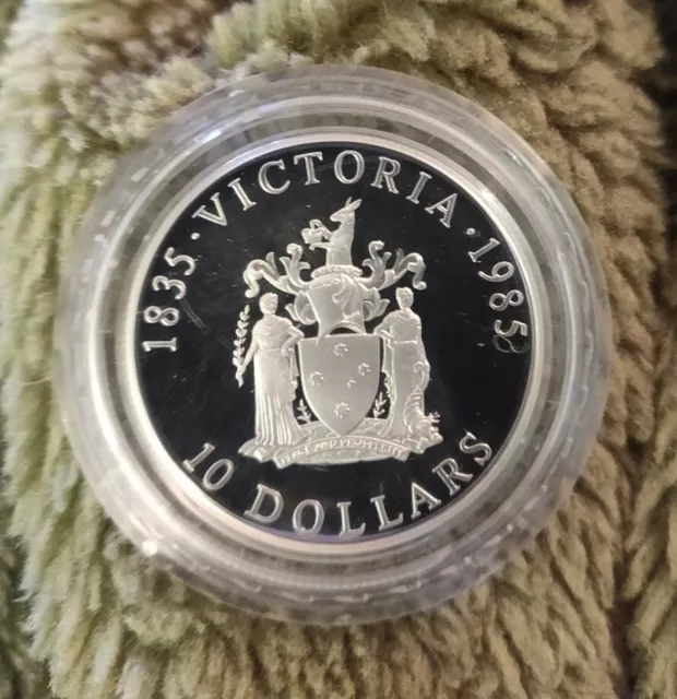 1985 Australia $10. (92.5) Silver Proof Coin "Victoria 150 Years"