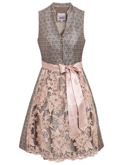 Marjo Midi Dirndl 2tlg. 58cm KIM anthrazit rosa