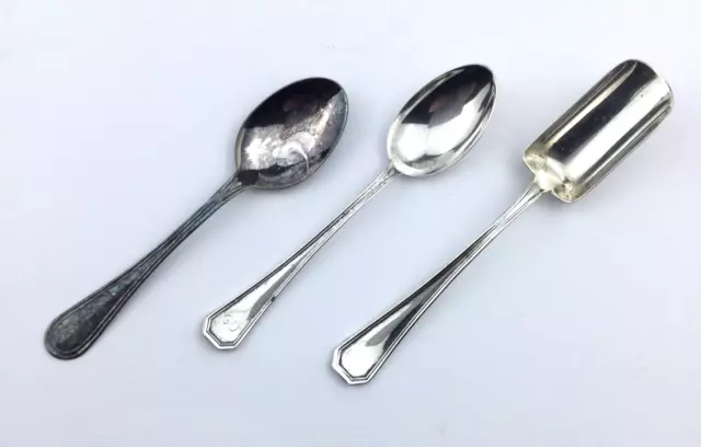 Lote de 3 Cucharas de Plata Vintage 800 Made in Italy Artisan Silverware