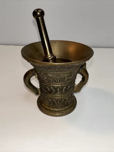 Vintage Brass Mortar and Pestle Apothecary Set Small