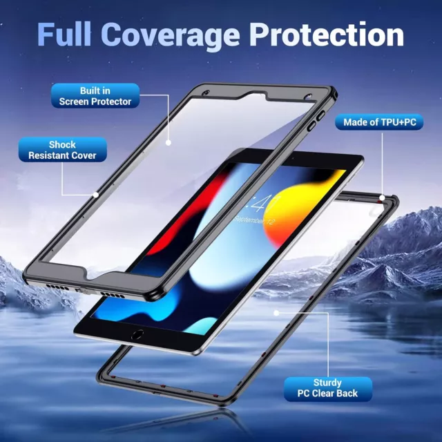 iPad 9th/8th/7th Gen 10.2 Inch Case Waterproof Shockproof Full Cover Underwater 3