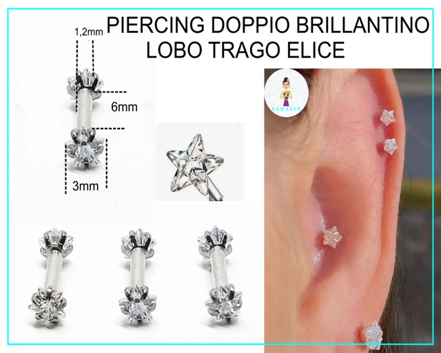PIERCING ORECCHINO UOMO Donna Acciaio Chirurgico Trago Helix
