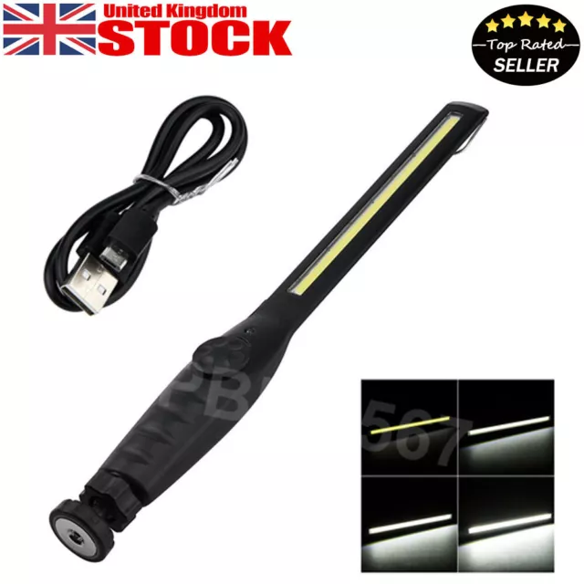 Cordless COB LED Magnetic Work Light USB Rechargeable Inspection Lamp Hand Torch