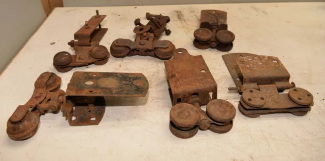 6 barn door rollers & hangers collectible industrial farm steampunk repurpose