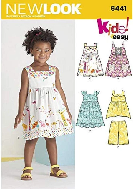 New Look-Cartamodello per Abiti da Bambine Top e Pantaloni a 3/4 da Cucito d