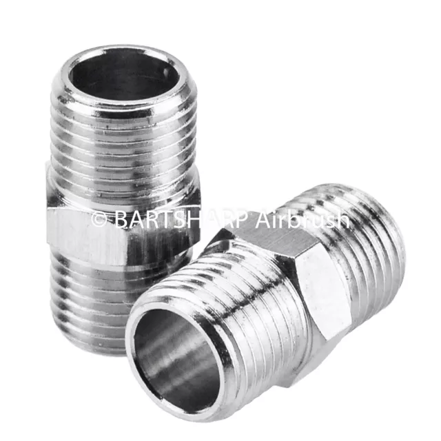 2 x Airbrush Air Hose Adaptor 1/8th BSP Male-1/8th BSP Male Airbrush Connector