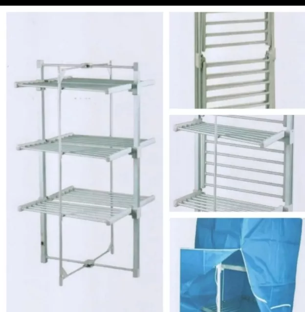 3 Tier Electric Heated Clothes Airer Dryer Indoor Foldable Horse