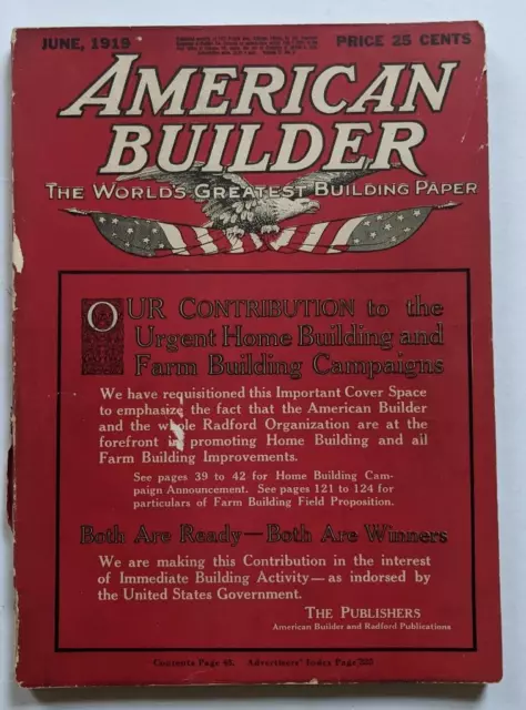 1919 TRADE JOURNAL AMERICAN BUILDER, AMERICAN BUILDER & RADFORD PUB. Chicago, IL