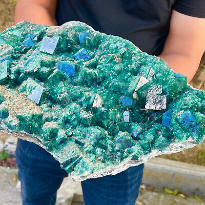 39lb Natural super beautiful green fluorite crystal ore standard sample MA644