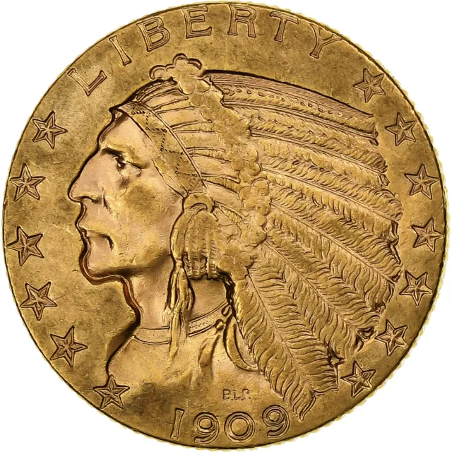 [#1211800] United States, $5, Half Eagle, Indian Head, 1909, Philadelphia, Gold,