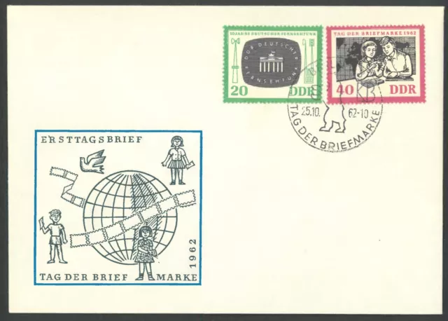 ETB FDC DDR 1962 - Tag der Briefmarke/ 10 J. Dt. Fernsehfunk, Mi. 923-924 E243