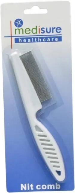 Medisure Large/Medium Metal Nit Comb With Handle Remove Head Lice And Eggs - UK
