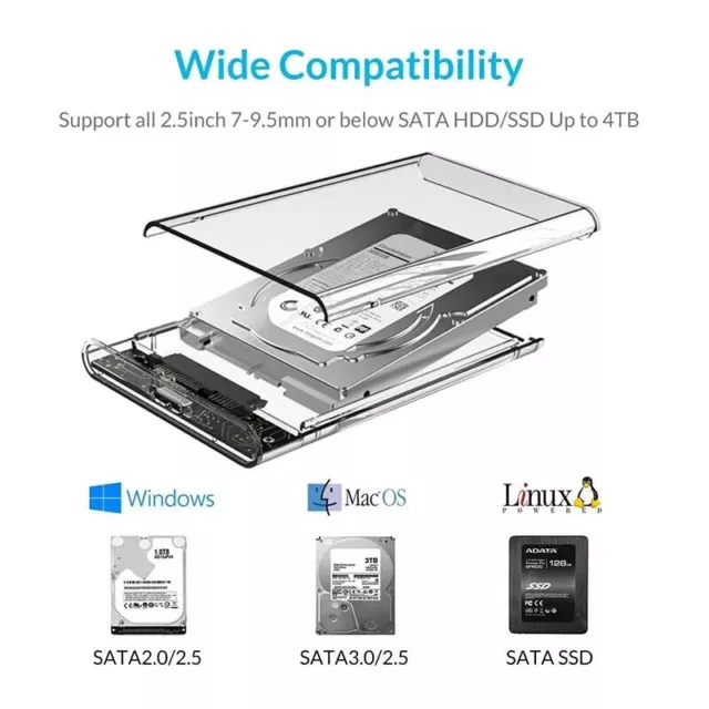 Carcasa para Disco Duro Externo S-ATA 2.5'' USB 3.0 Caja  SATA HDD 2