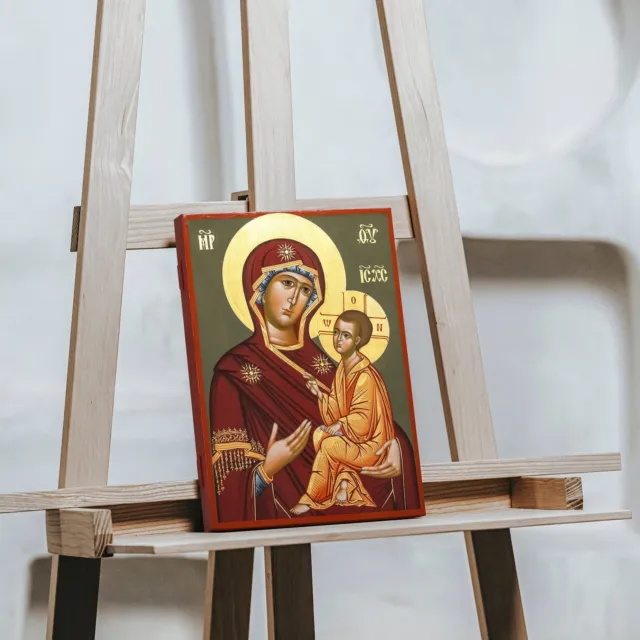 The TIKHVIN VIRGIN MARY Icon/ Russian Orthodox Hand Painted Icon