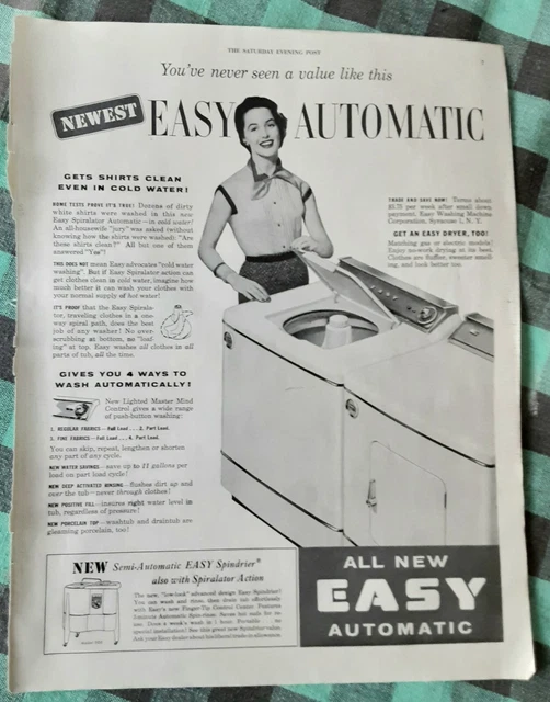 Easy Automatic Washer & Dryer Ad From Saturday Evening Post May 7, 1955