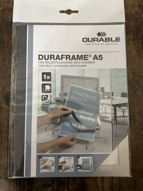 Durable DURAFRAME Self Adhesive Magnetic Signage Frame | A5 Silver