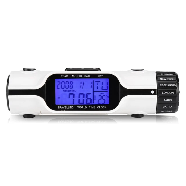 Lampe De Poche LED Digital World Time Travel Alarm Clock Thermometer Outdoor
