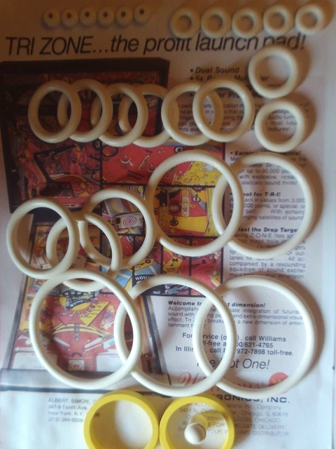 Kit D'Élastiques Caoutchouc Pour Flipper Williams Diner - Doigts De Batteur Jaunes - Neuf