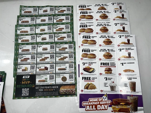 ⭐ SUBWAY COUPONS!!! 2X Sheets = 28 Coupons In All!!! Exp 12/31/23 ⭐ $2.00 -  PicClick