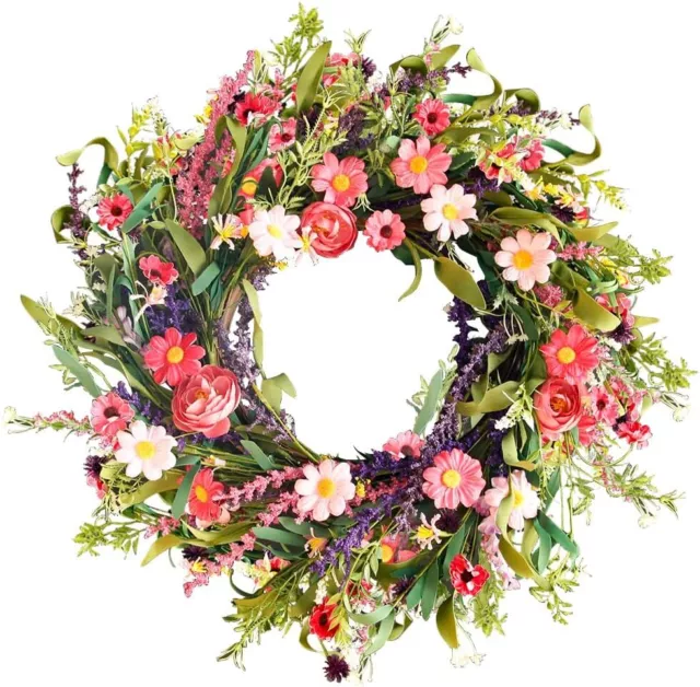 Spring Wreaths for Front Door 24 In Floral Wreath for Decorating with Flower