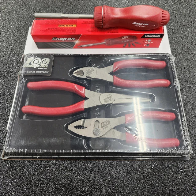 SNAPON TOOLS 100TH Anniversary Ratcheting Screwdriver & 3pc Plier Set