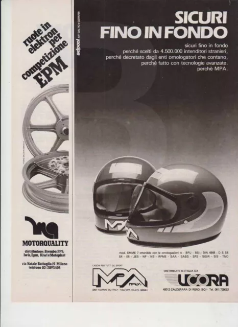 advertising Pubblicità - CASCHI MOTO MPA 1980-HELMETS VINTAGE-MOTOSPORT EPOCA