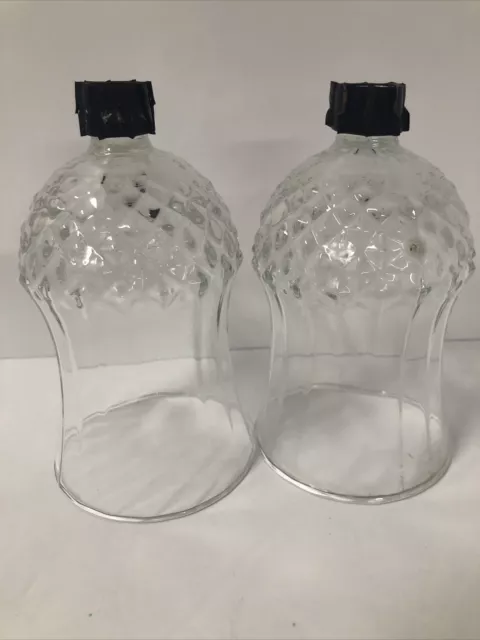 2 Homco/Home Interiors Votive Cups 5” Tall Diamond Pattern Clear Glass