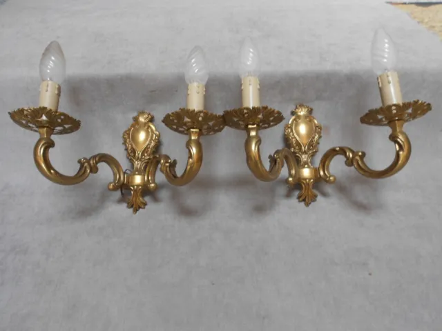 Pair of Vintage French Bronze WALL light SCONCES