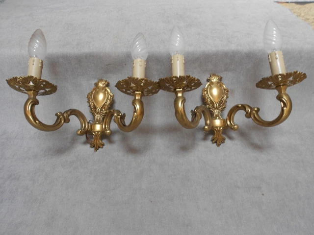 Pair of Vintage French Bronze WALL light SCONCES