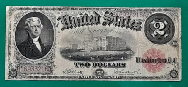 1917 $2 Legal Tender United States Large Size Note