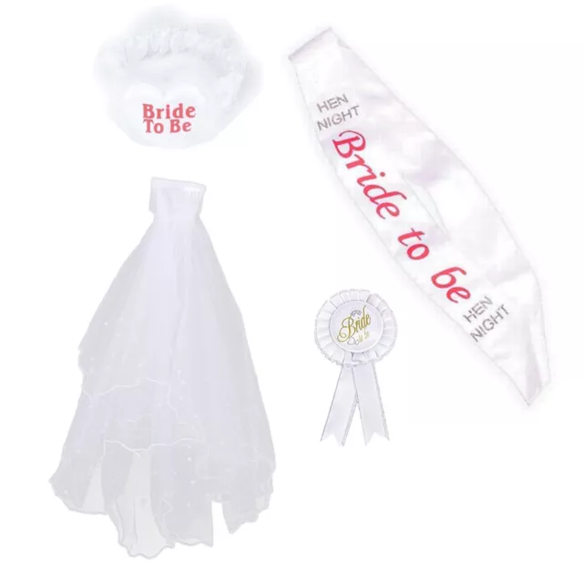 Bride To Be Sash Hen Party Accessories Set White Veil Garter Hen Do Decorations