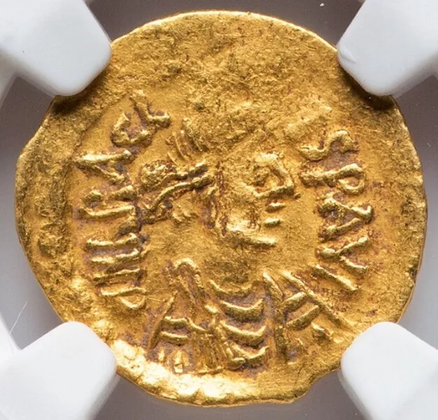 GOLD Heraclius 610-641 AD, Byzantine Empire AV Tremissis Coin NGC Ch VF, SHARP!