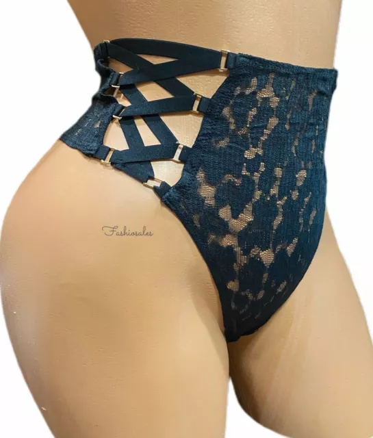 Victorias Secret Very Sexy Lace-Up Sides High Waist Sheer Lace Thong Panty Small