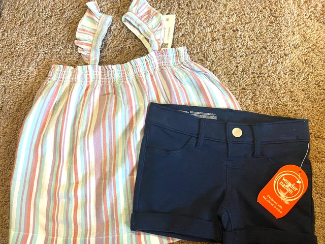 Girls Outfit Shirt & Shorts Lot XS 4 5 Size NEW