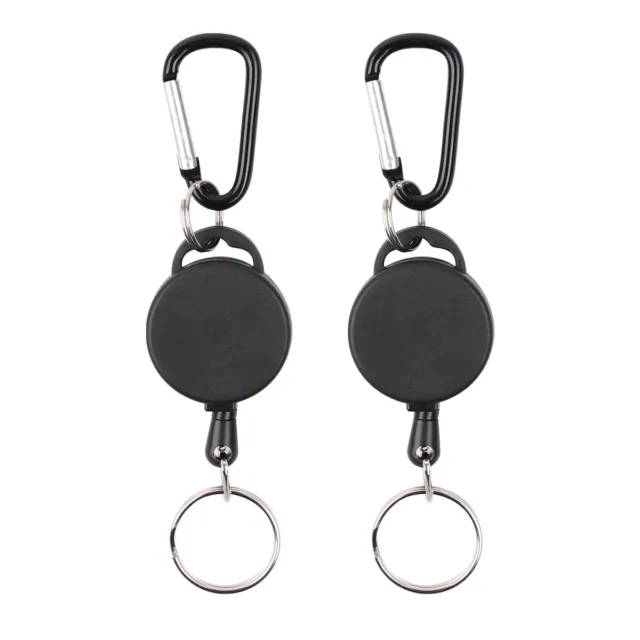 Heavy Duty Retractable Stainless Keyring Pull Ring Key Chain Clip Recoil Holder