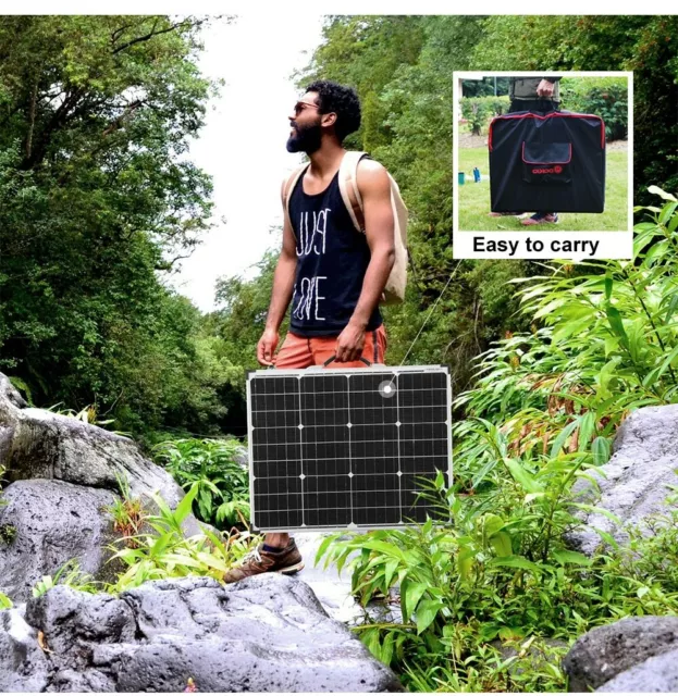 100W (2Pcs x 50W) Foldable Solar Panel For Camping, Home, Portable Solar Panel