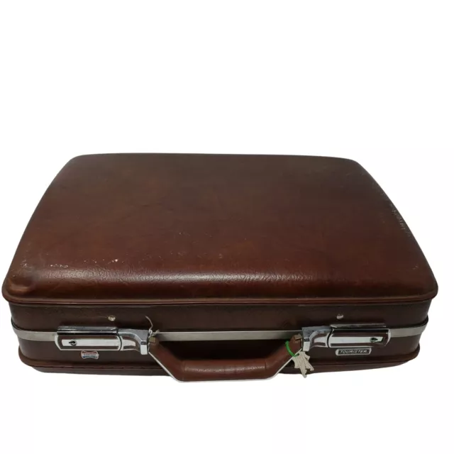 American Tourister Suitcase Luggage Hard Shell Brown Vintage With Keys