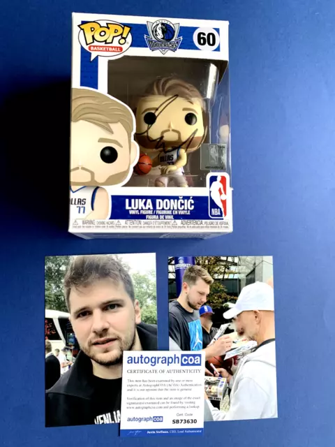 LUCA DONCIC Mavericks In-person signed Original FUNKO Pop ACOA Zertifikat + Foto