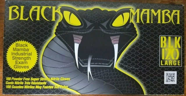 LARGE Black Mamba Gloves (100 per box); Disposable Nitrile Mechanic Glove;HVAC