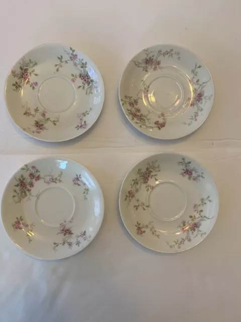 Four Vintage Pretty, Flowered, Decorative, Haviland Limoges Tea Saucers.