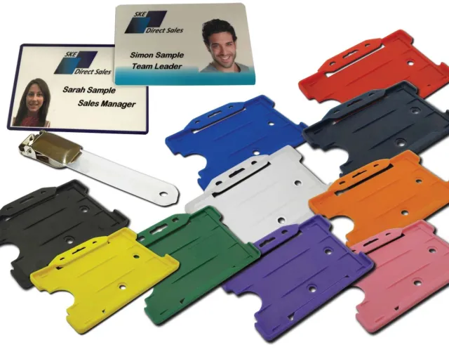 CUSTOM Printed Plastic ID Cards, Staff Name Badges With Clip and ID Card Holder